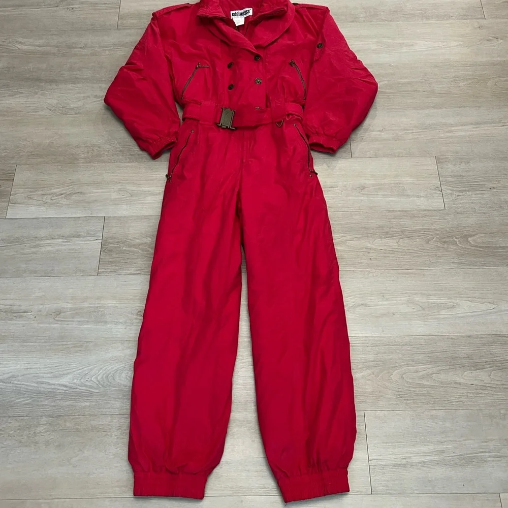 Vintage Edelweiss Red One Piece Snowsuit Snow Bib Apres Ski Suit
Women’s Size M - Picture 1 of 10